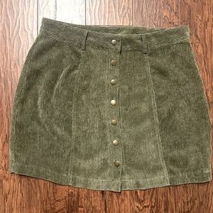 FAVLUX fashion Corduroy green snap front buttons size Large skirt